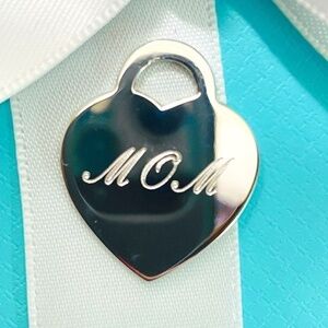 Authentic Tiffany heart MOM HEART tag charm 925